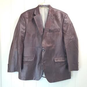 Lauren Ralph Men’s Faux Leather Cotton Blend Blazer Sports Coat Dark Brown 44R